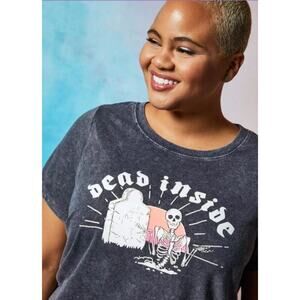 Lovesick Torrid 1/1X Dead Inside Tee T-Shirt Black Acid Wash Cotton Blend